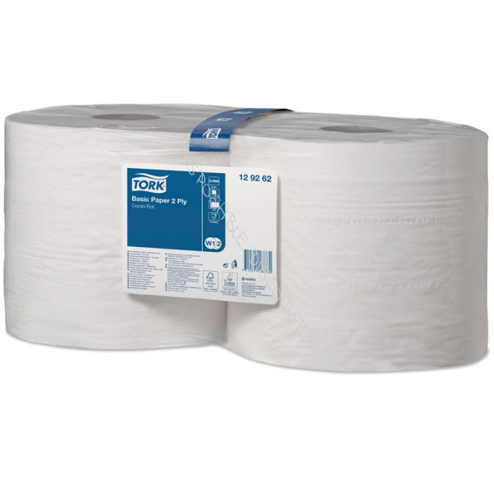 Tork Basic Combi Rol Poetspapier 2 laags W1 W2 129262 tork-basic-combi-rol-poetspapier-2-laags-w1-w2-129262