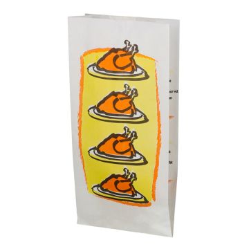 Papieren kippenzak met standaard bedrukking 45gr/m² 25µ - kraft wit - 130+65x270mm